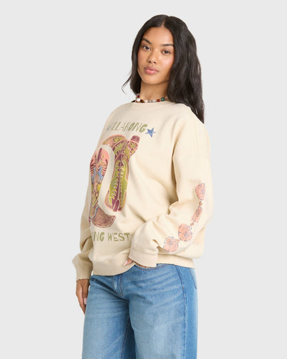 Billabong Women's Ride In Crewneck Sweatshirt - White Cap