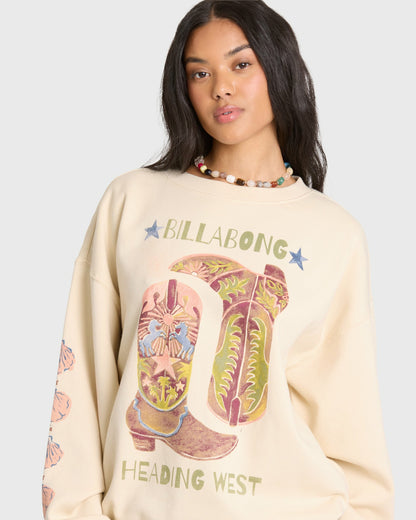 Billabong Women's Ride In Crewneck Sweatshirt - White Cap