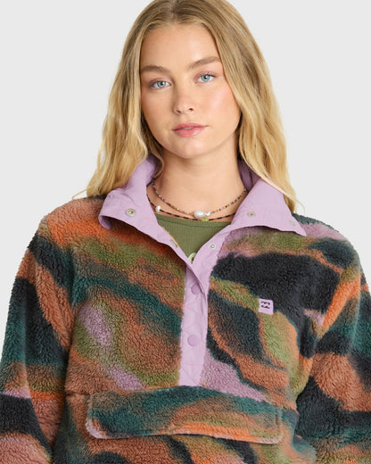 Billabong Women's Switchback Sherpa Half Snap Fleece Pullover - Black Multi