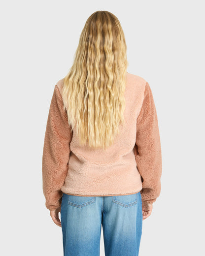Billabong Women's Switchback Sherpa Half Snap Fleece Pullover - Sugar Almond