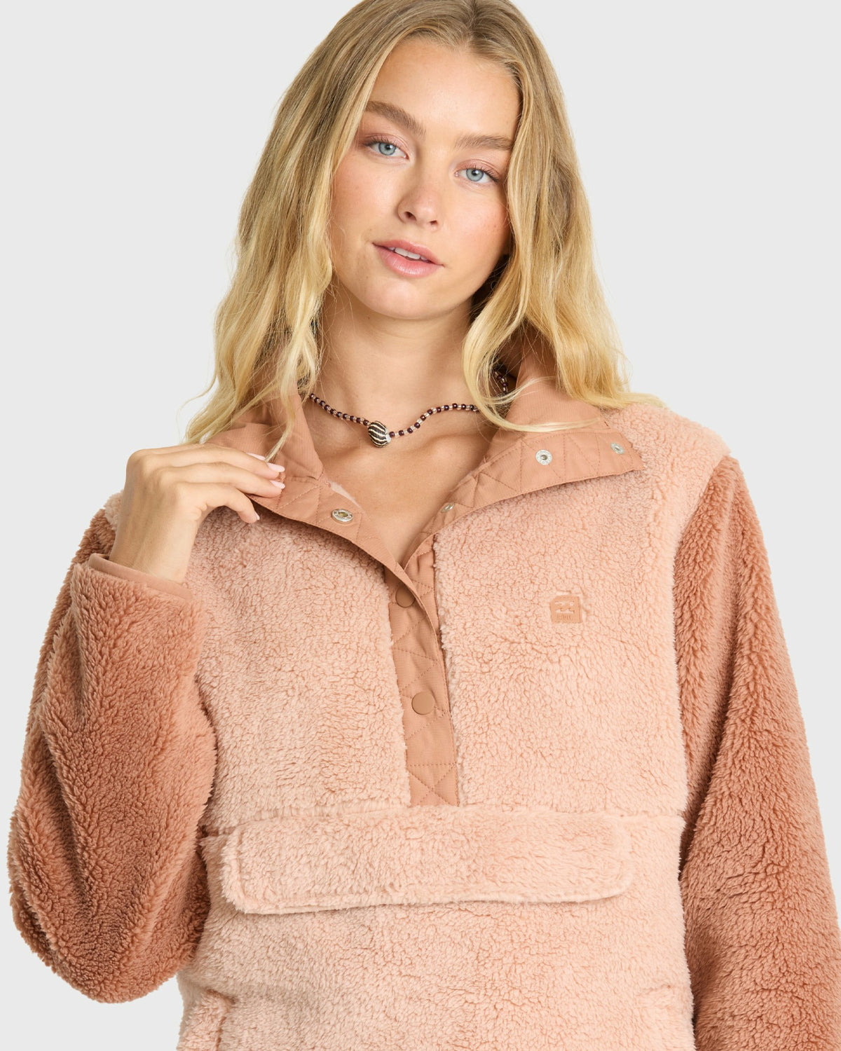 Billabong Women's Switchback Sherpa Half Snap Fleece Pullover - Sugar Almond