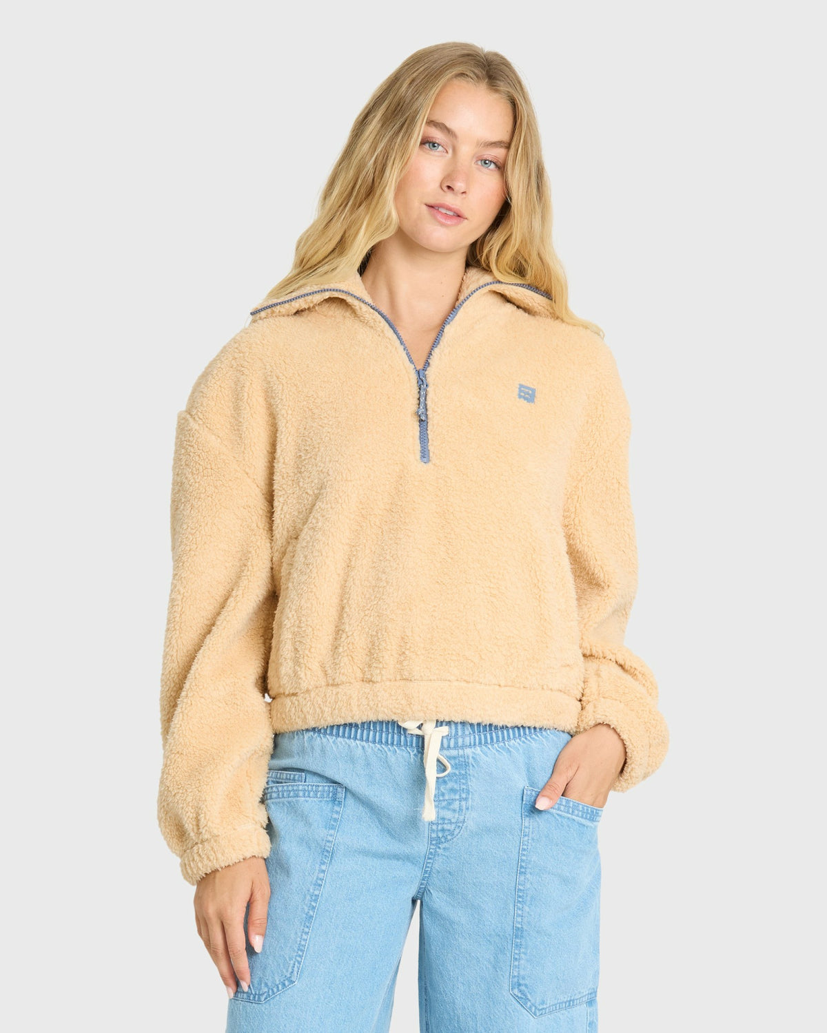Billabong Women's Barra Sherpa Half-Zip Sweatshirt - Buttercream