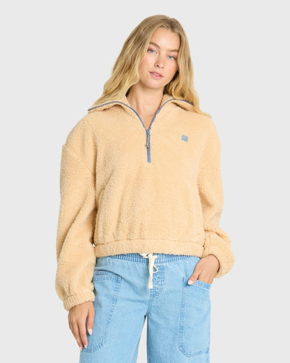 Billabong Women's Barra Sherpa Half-Zip Sweatshirt - Buttercream