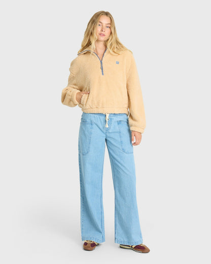 Billabong Women's Barra Sherpa Half-Zip Sweatshirt - Buttercream