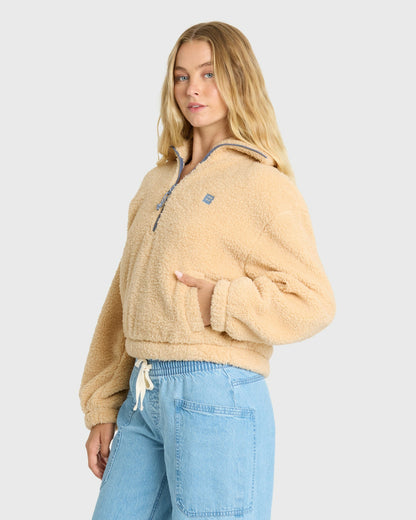 Billabong Women's Barra Sherpa Half-Zip Sweatshirt - Buttercream