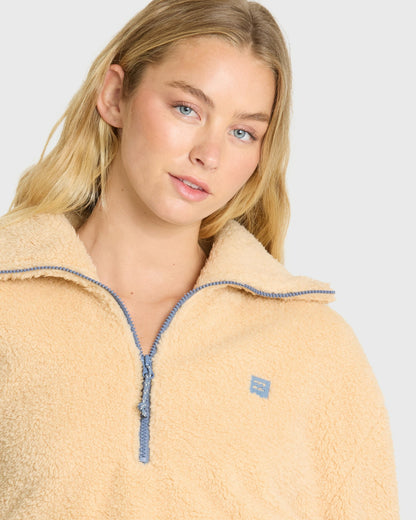 Billabong Women's Barra Sherpa Half-Zip Sweatshirt - Buttercream