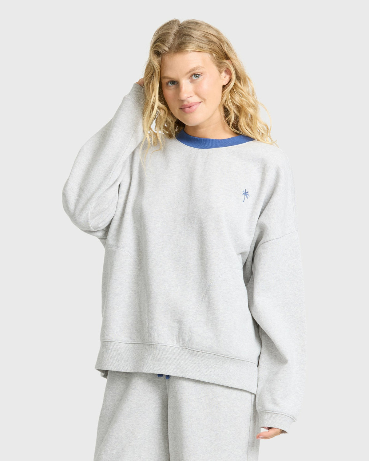 Billabong Women's Sunset Palm Crewneck Sweatshirt - Heather Gray