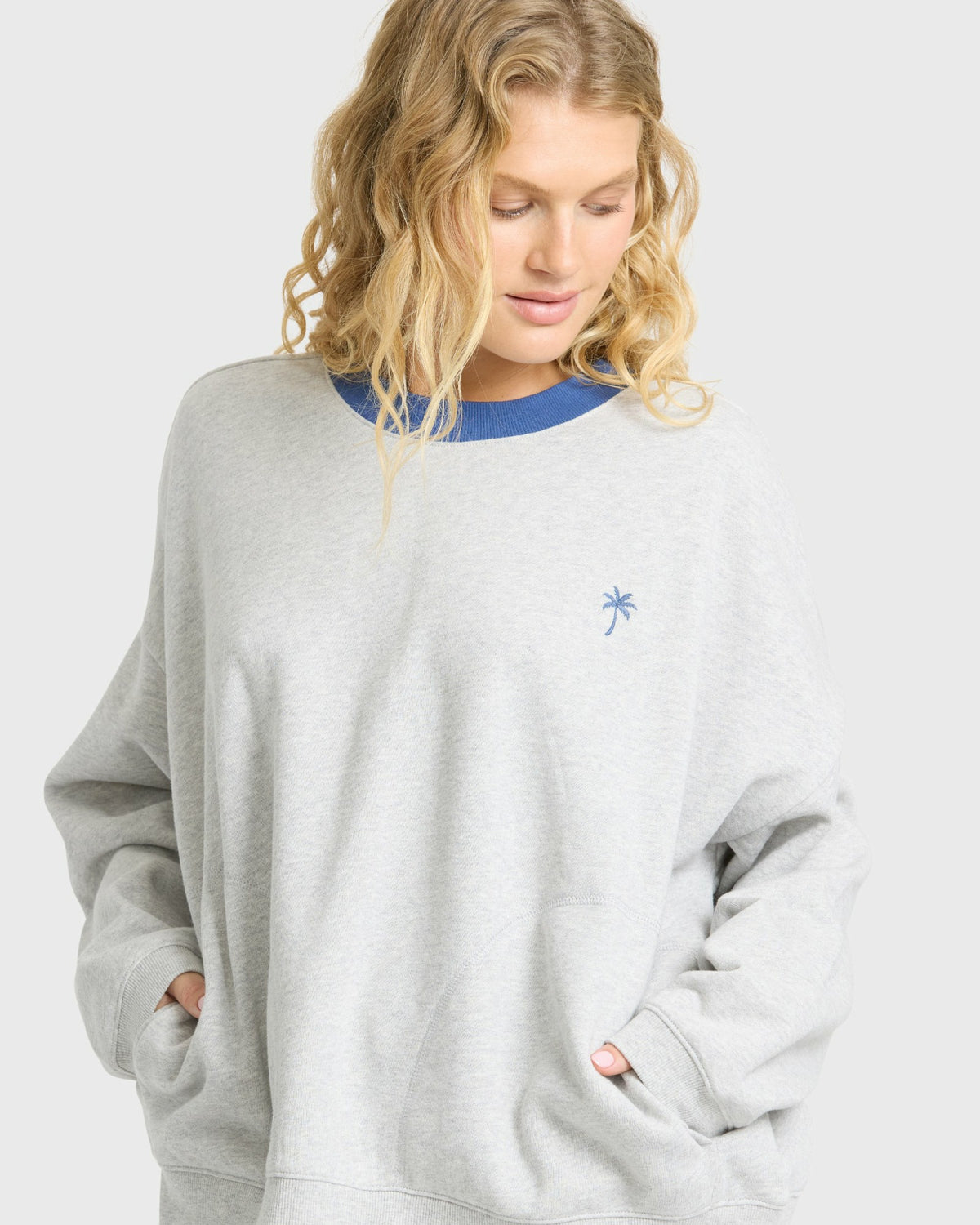 Billabong Women's Sunset Palm Crewneck Sweatshirt - Heather Gray