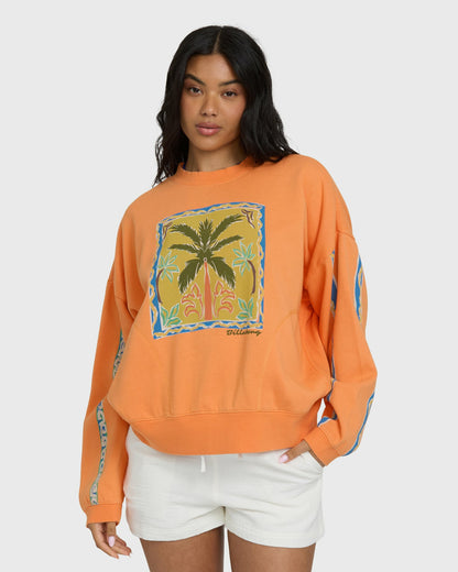 Billabong Women's Palm Crewneck Sweatshirt - Tangerine