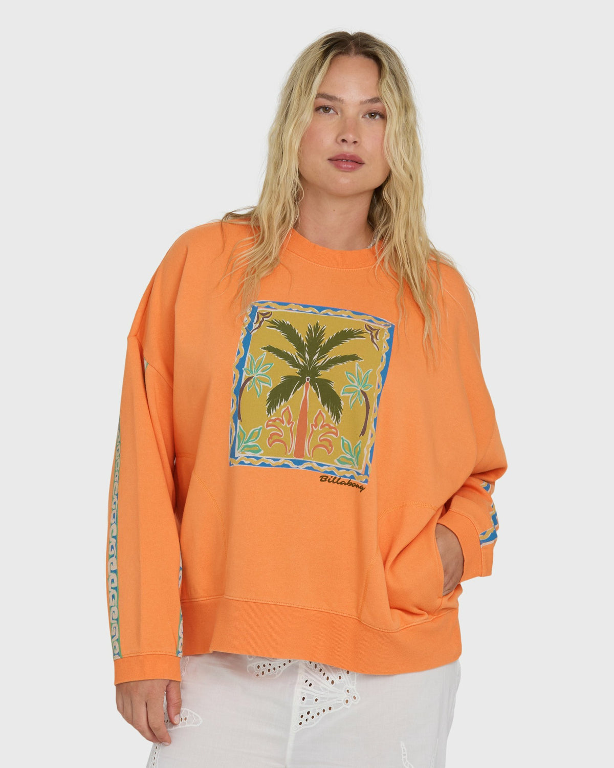 Billabong Women's Palm Crewneck Sweatshirt - Tangerine