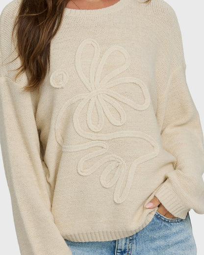 Billabong Women's Soft Wave Crewneck Sweater - White Cap