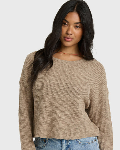 Billabong Women's Daze Time Crewneck Sweater - Oatmeal