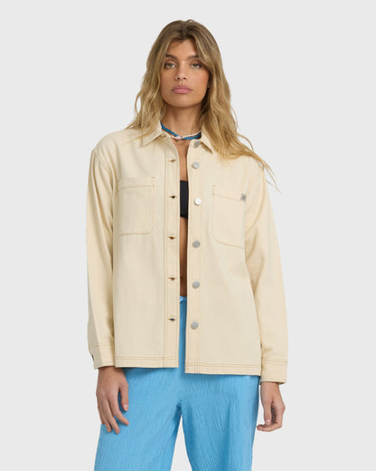 Billabong Women's Laura Twill Shacket - Antique White