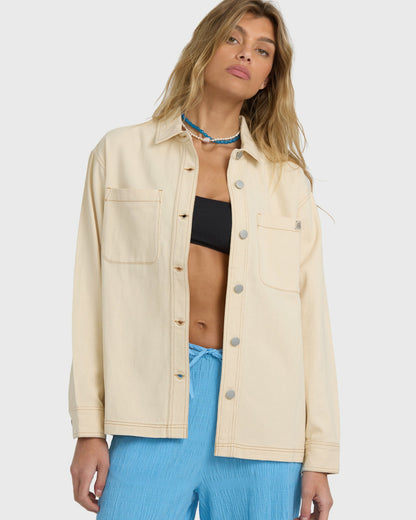 Billabong Women's Laura Twill Shacket - Antique White