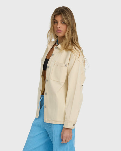 Billabong Women's Laura Twill Shacket - Antique White
