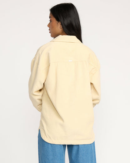 Billabong Women's Fadeaway Long Sleeve Cord Shacket - Whitecap