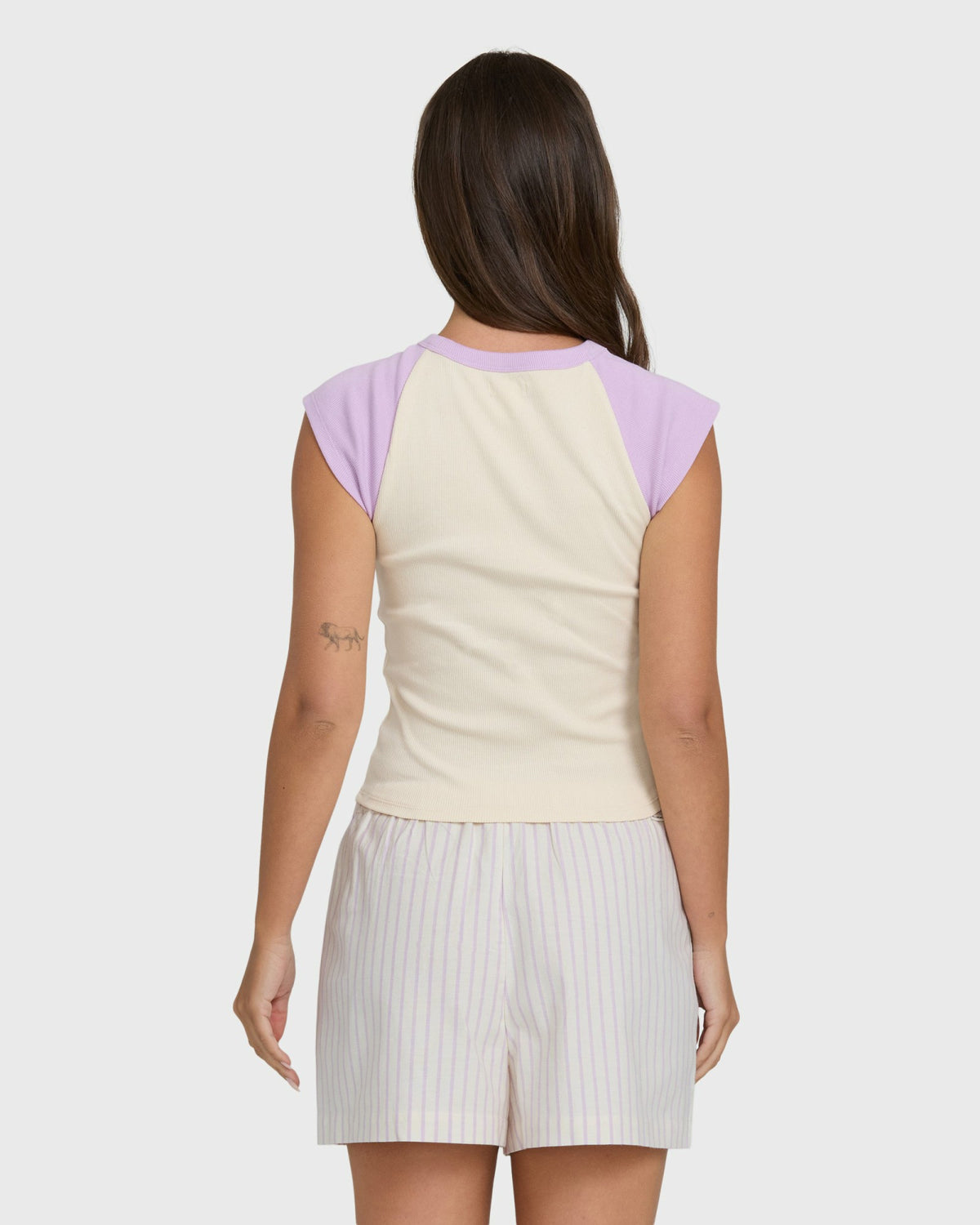 Billabong Women's Wanderer Lilac Stripe Woven Shorts - Vintage Violet