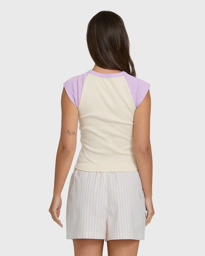 Billabong Women's Wanderer Lilac Stripe Woven Shorts - Vintage Violet