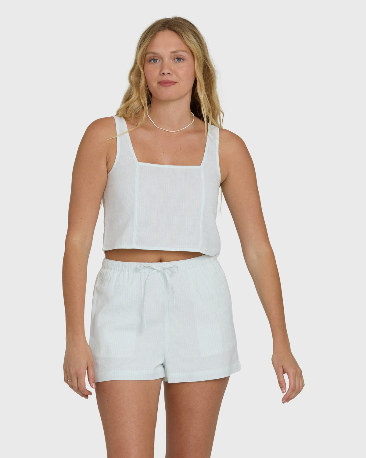 Billabong Women's Wanderer Seersucker Stripe Woven Shorts - Clearwater