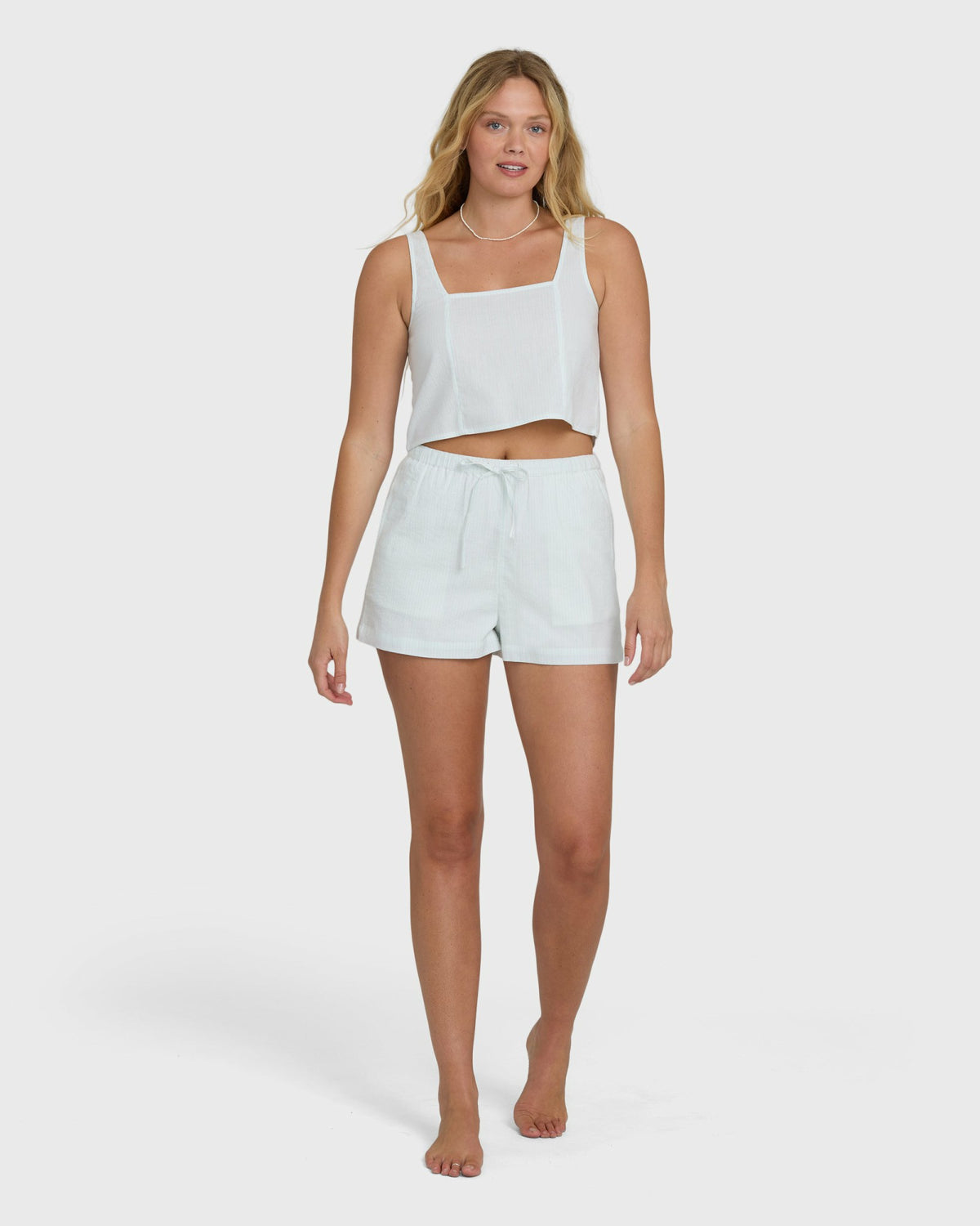 Billabong Women's Wanderer Seersucker Stripe Woven Shorts - Clearwater