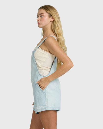 Billabong Women's Beach Crush Denim Overalls - Blue Mist