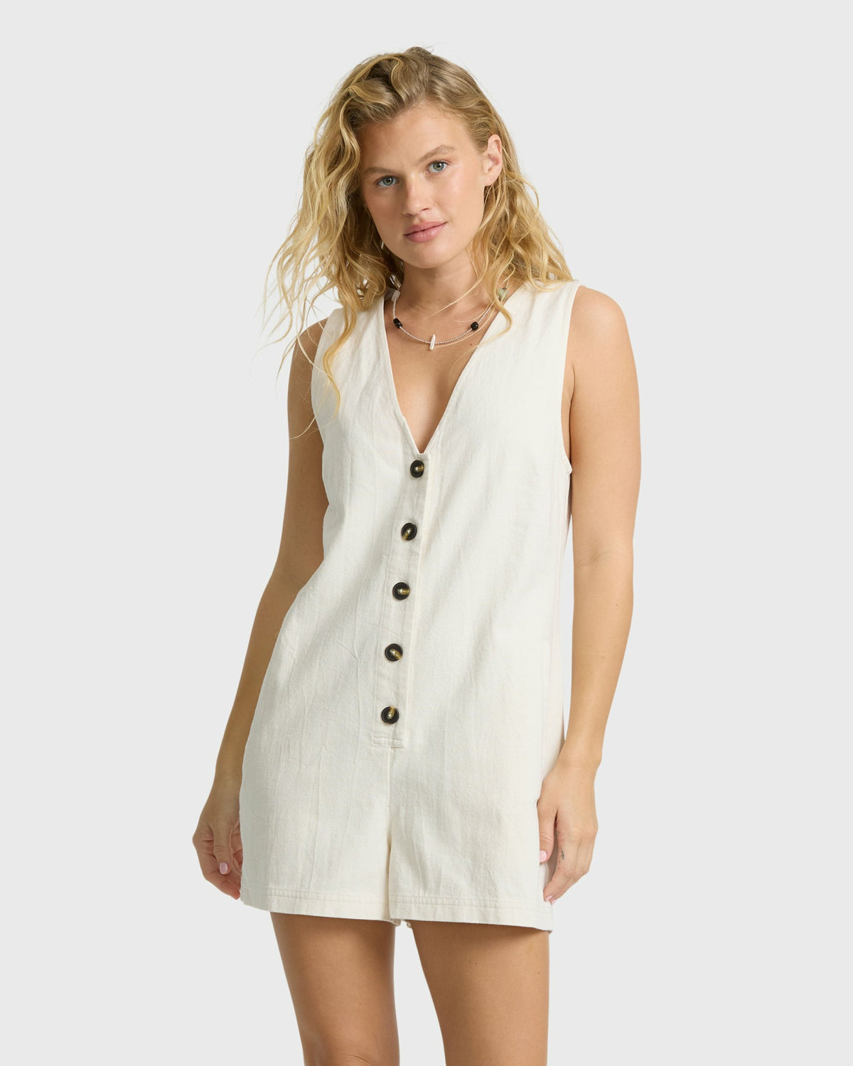 Billabong Women's Waves Call Romper - Salt Crystal