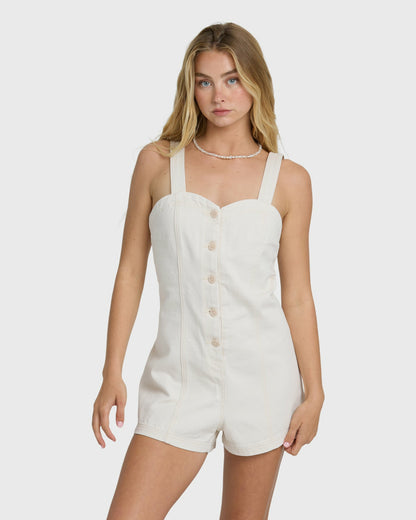 Billabong Women's Misshape Denim Romper - Sea Salt
