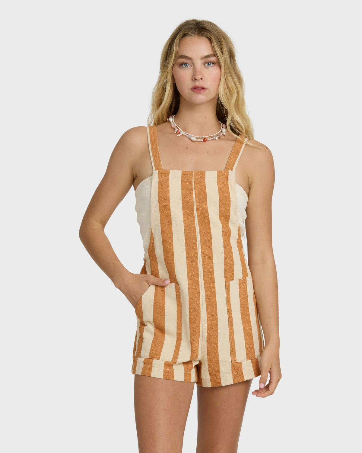 Billabong Women's Beach Crush Yarn-Dyed Overalls - Caramel Cafe