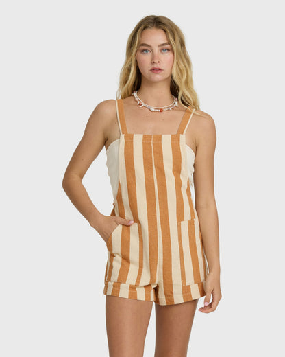 Billabong Women's Beach Crush Yarn-Dyed Overalls - Caramel Cafe