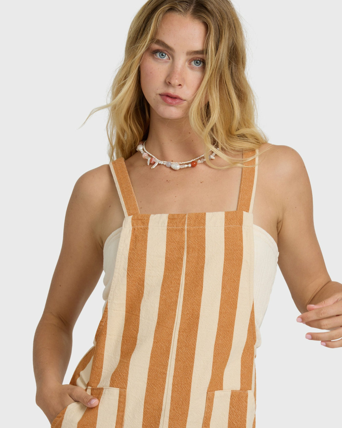 Billabong Women's Beach Crush Yarn-Dyed Overalls - Caramel Cafe