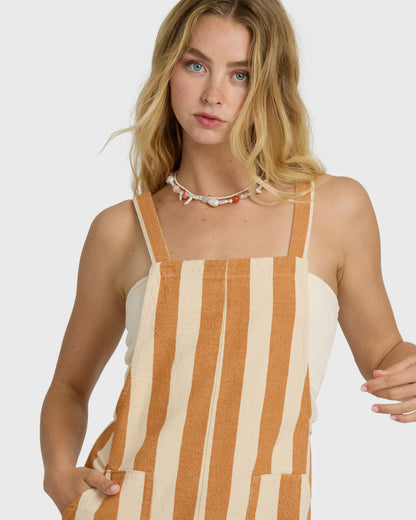 Billabong Women's Beach Crush Yarn-Dyed Overalls - Caramel Cafe