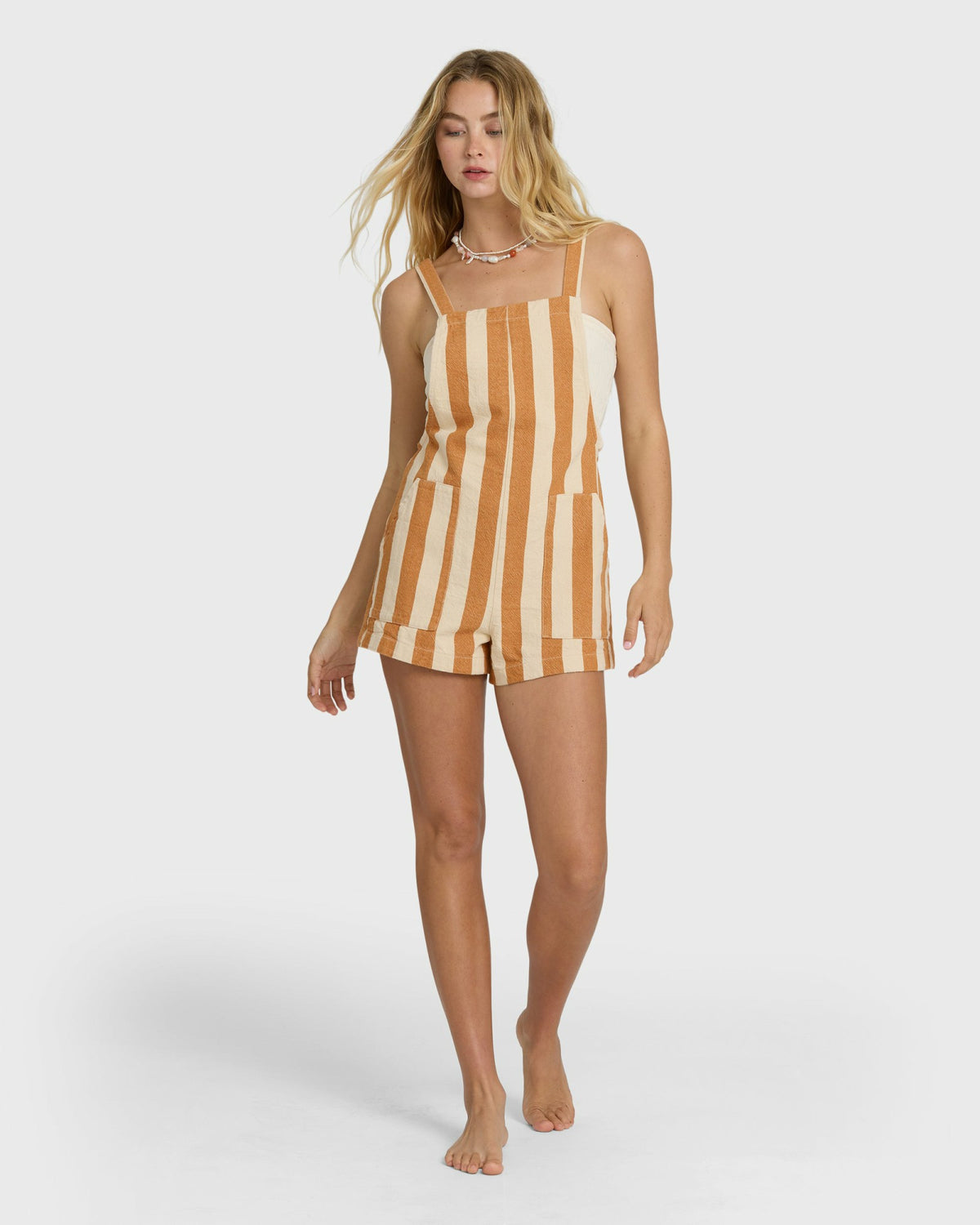 Billabong Women's Beach Crush Yarn-Dyed Overalls - Caramel Cafe
