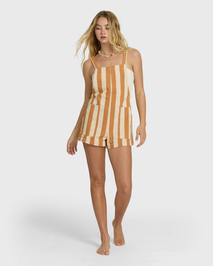 Billabong Women's Beach Crush Yarn-Dyed Overalls - Caramel Cafe