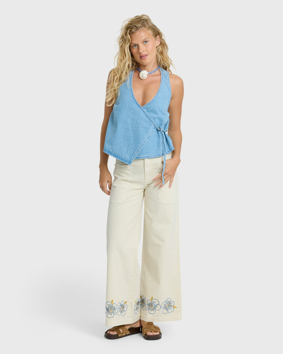 Billabong Women's Hibiscus Wave 5-Pocket Pants - White Cap