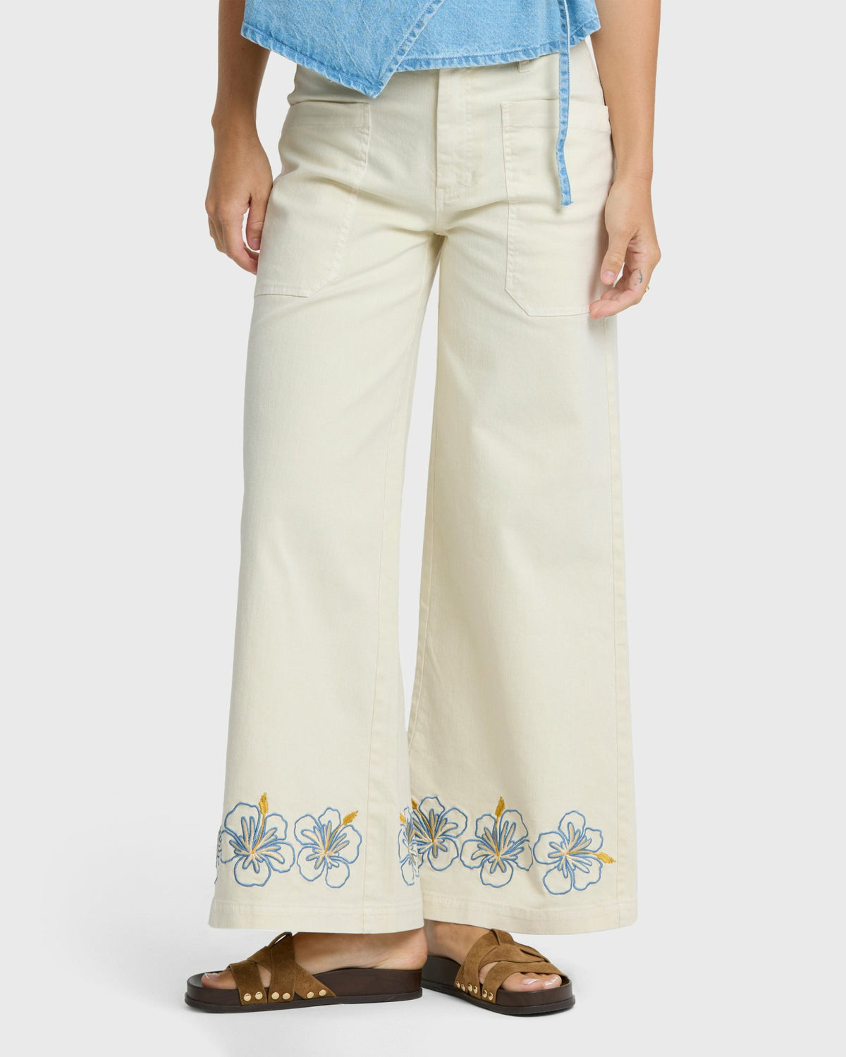 Billabong Women's Hibiscus Wave 5-Pocket Pants - White Cap