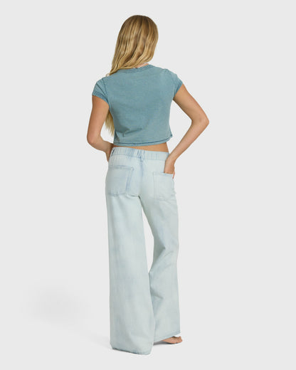 Billabong Women's Jade Saltwashed Elastic Waist Pants - Blue Mist