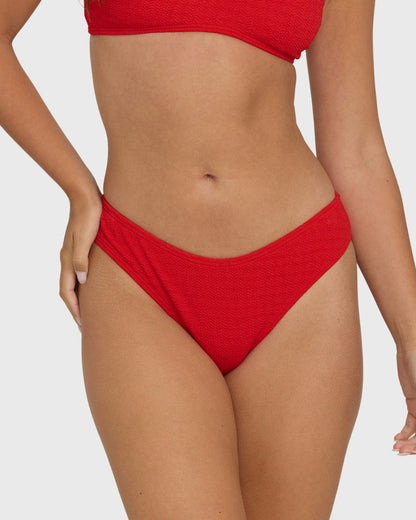 Billabong Women's Rising Tide Bondi Medium Bikini Bottoms - Fiesta Red