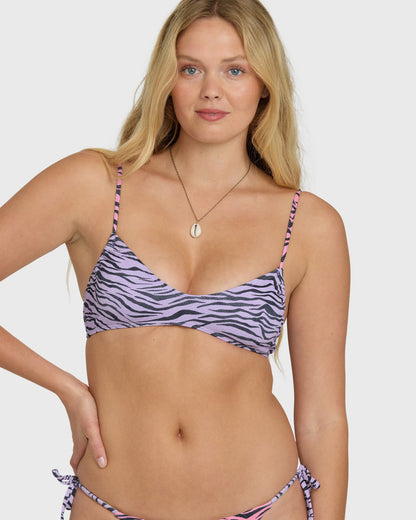 Billabong Women's Pretty Wild Ruched V Bralette Bikini Top - Sweet Lilac