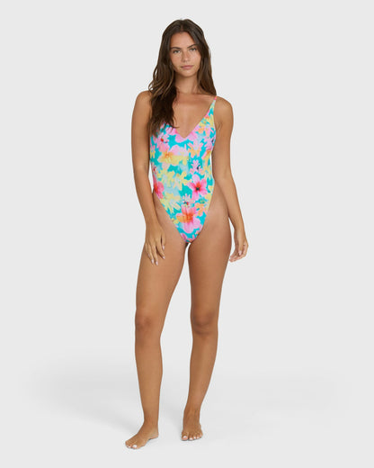 Billabong Women's Pipe Dreams Deep V One-Piece Swimsuit - Bright Marine