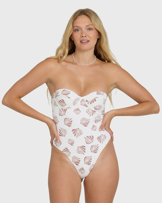 Billabong Women's Sandy Shells Hailey One Piece Swimsuit - Salt Crystal