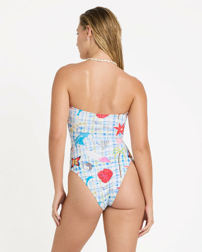 Billabong Women's Lottie Hall Summer Bandeau One-piece Swimsuit - White Multi