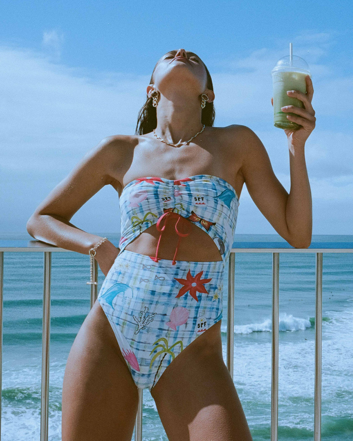 Billabong Women's Lottie Hall Summer Bandeau One-piece Swimsuit - White Multi