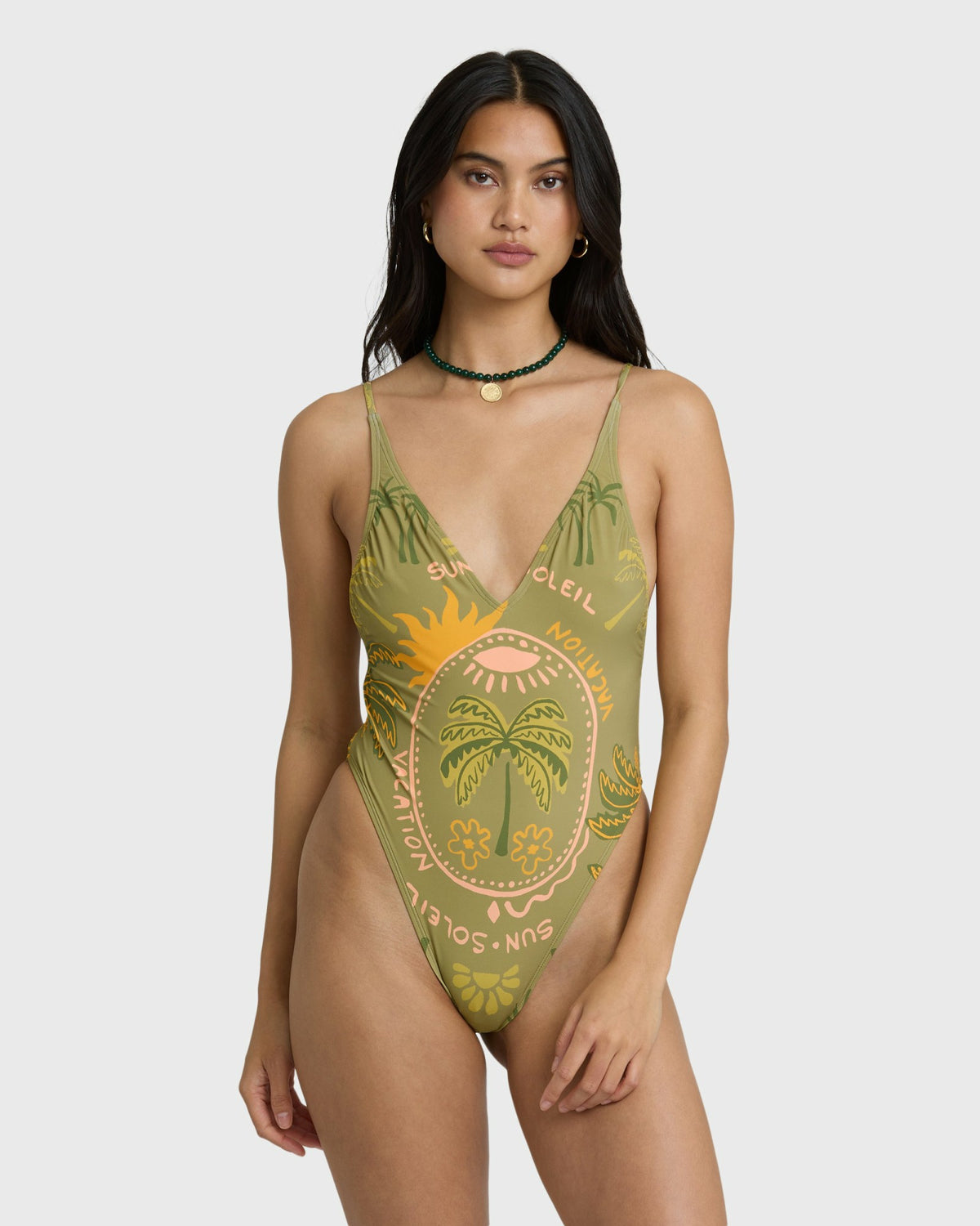 Billabong Women's Vaca Soleil Deep V One-piece Swimsuit - Cedar