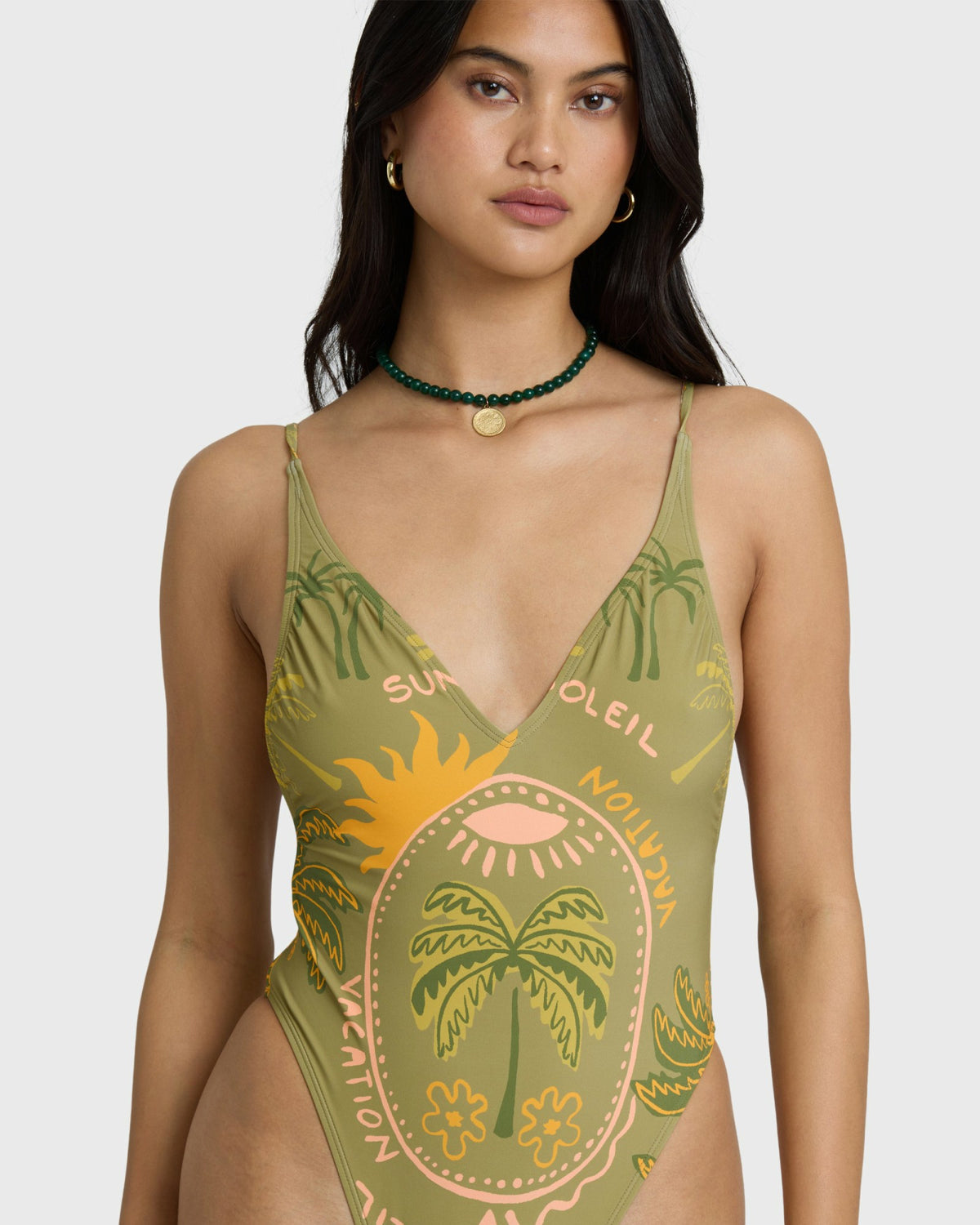 Billabong Women's Vaca Soleil Deep V One-piece Swimsuit - Cedar