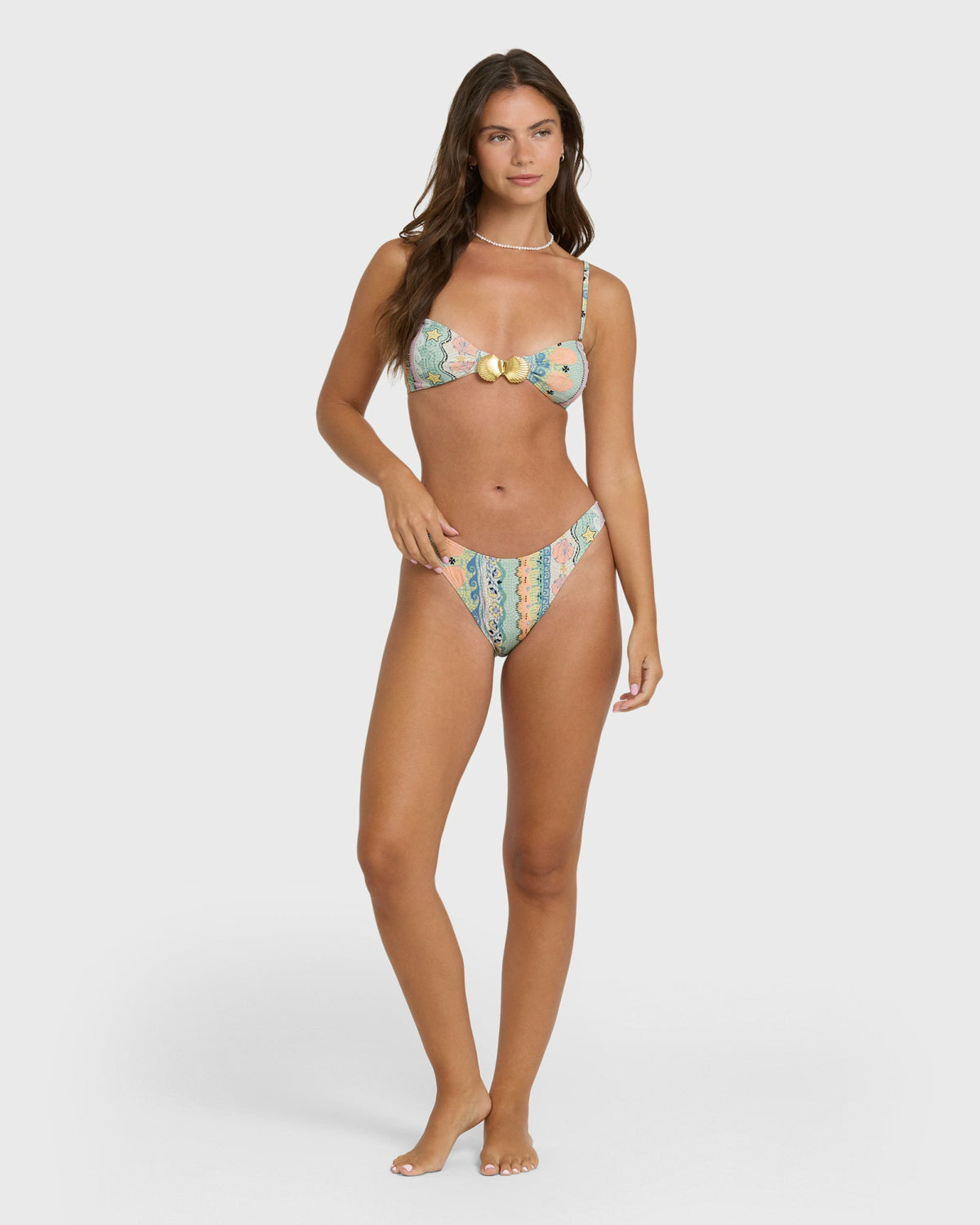 Billabong Women's Tide Pool Michelle Bandeau Bikini Top - Light Blue Multi