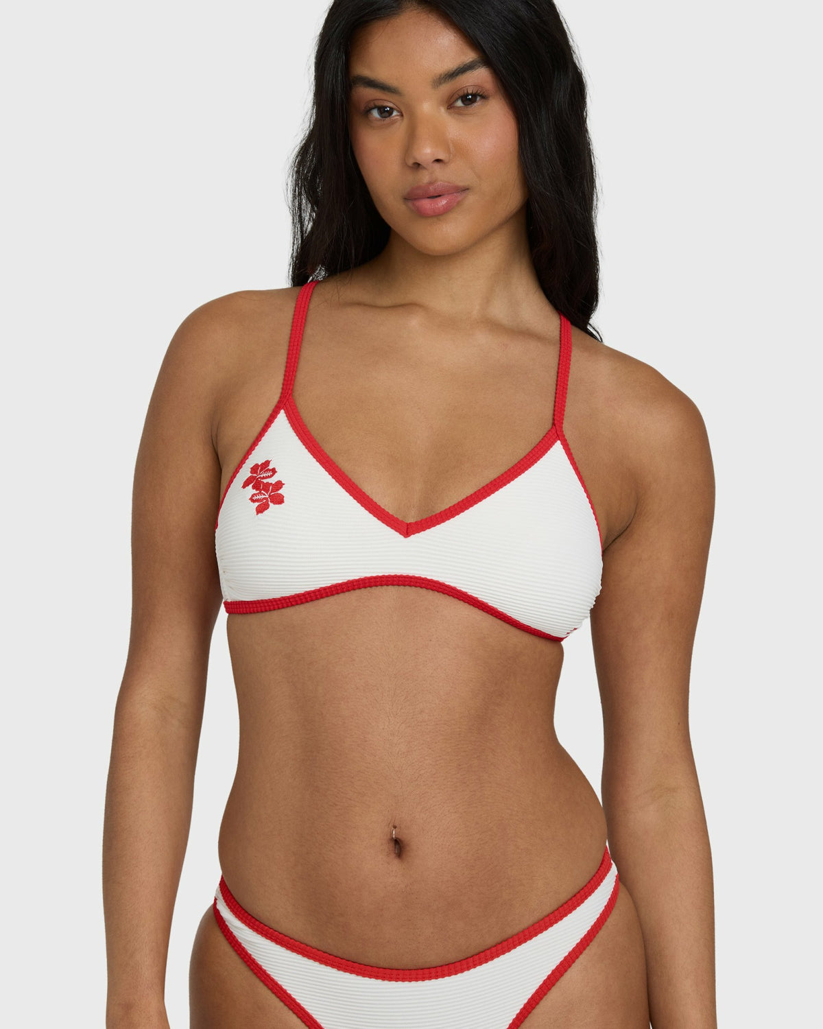Billabong Women's Picnic V Cross-Back Bralette Bikini Top - Salt Crystal