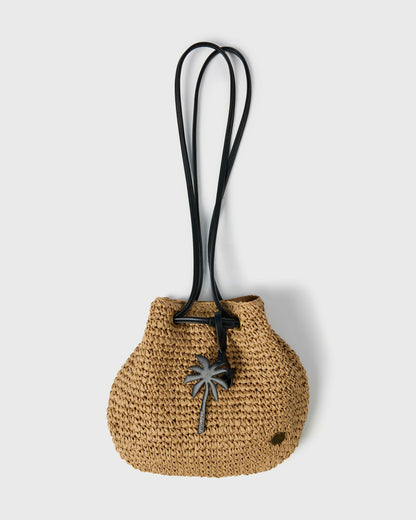 Billabong Women's Date Palm Crossbody Mini Straw Tote - Tan