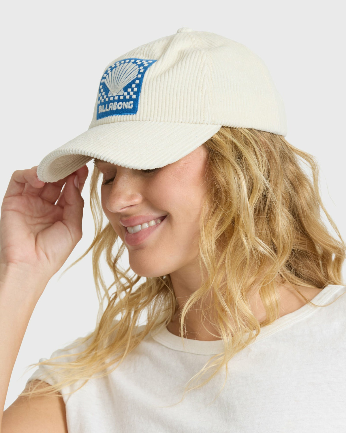 Billabong Women's Corduroy Dad Cap Hat - White Cap