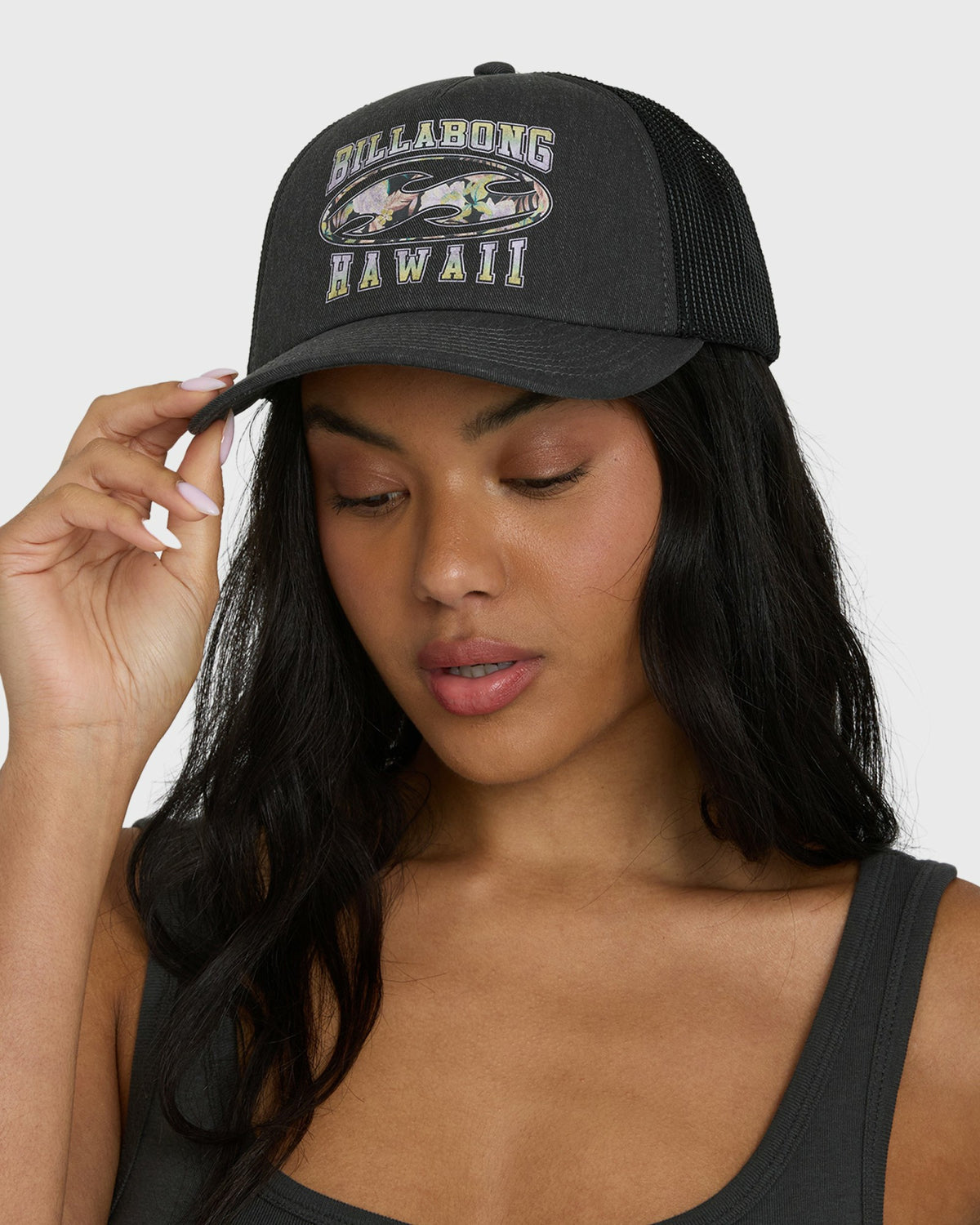 Billabong Women's Shadow Tropics Hi Trucker Hat - Black Pebble