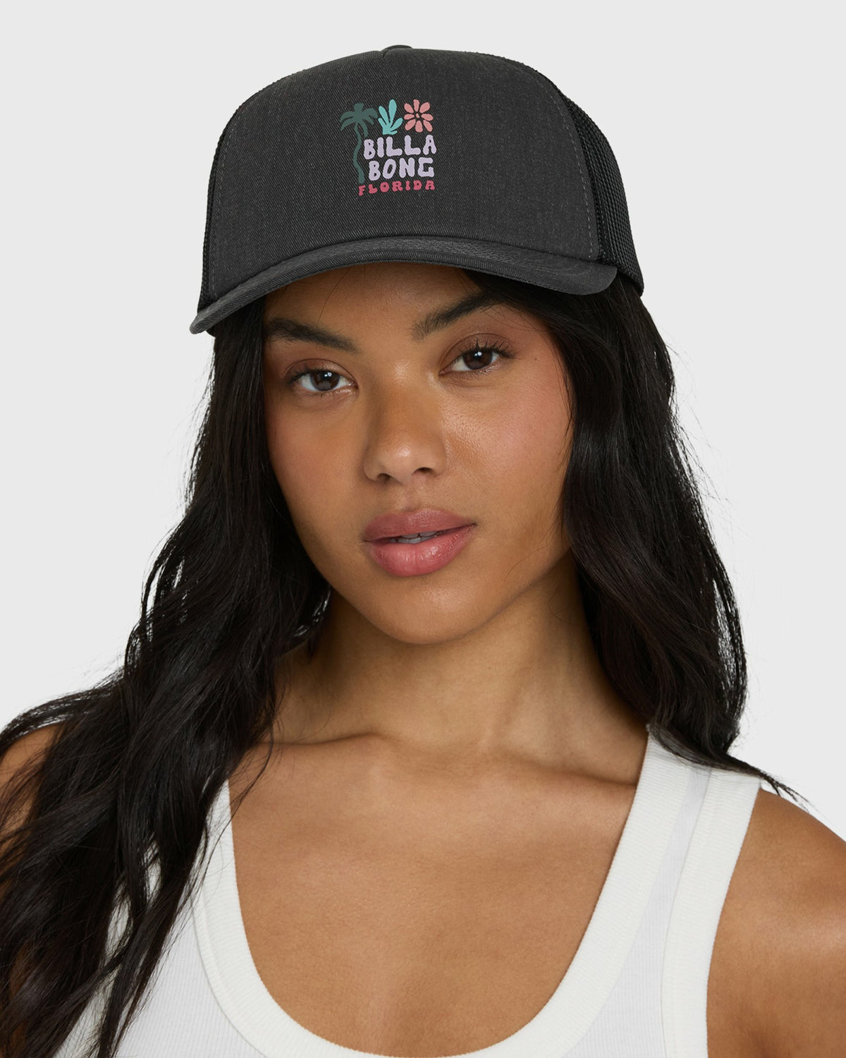 Billabong Women's Floral Block Fl Trucker Hat - Black Pebble